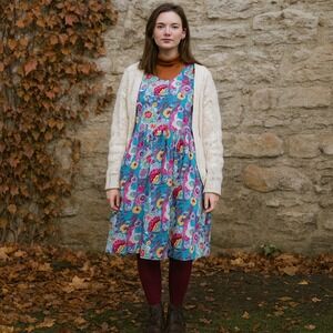 Vintage 80s Bryn Connelly Paris‎ Floral Cotton Dress XS Boho Cottagecore Summer